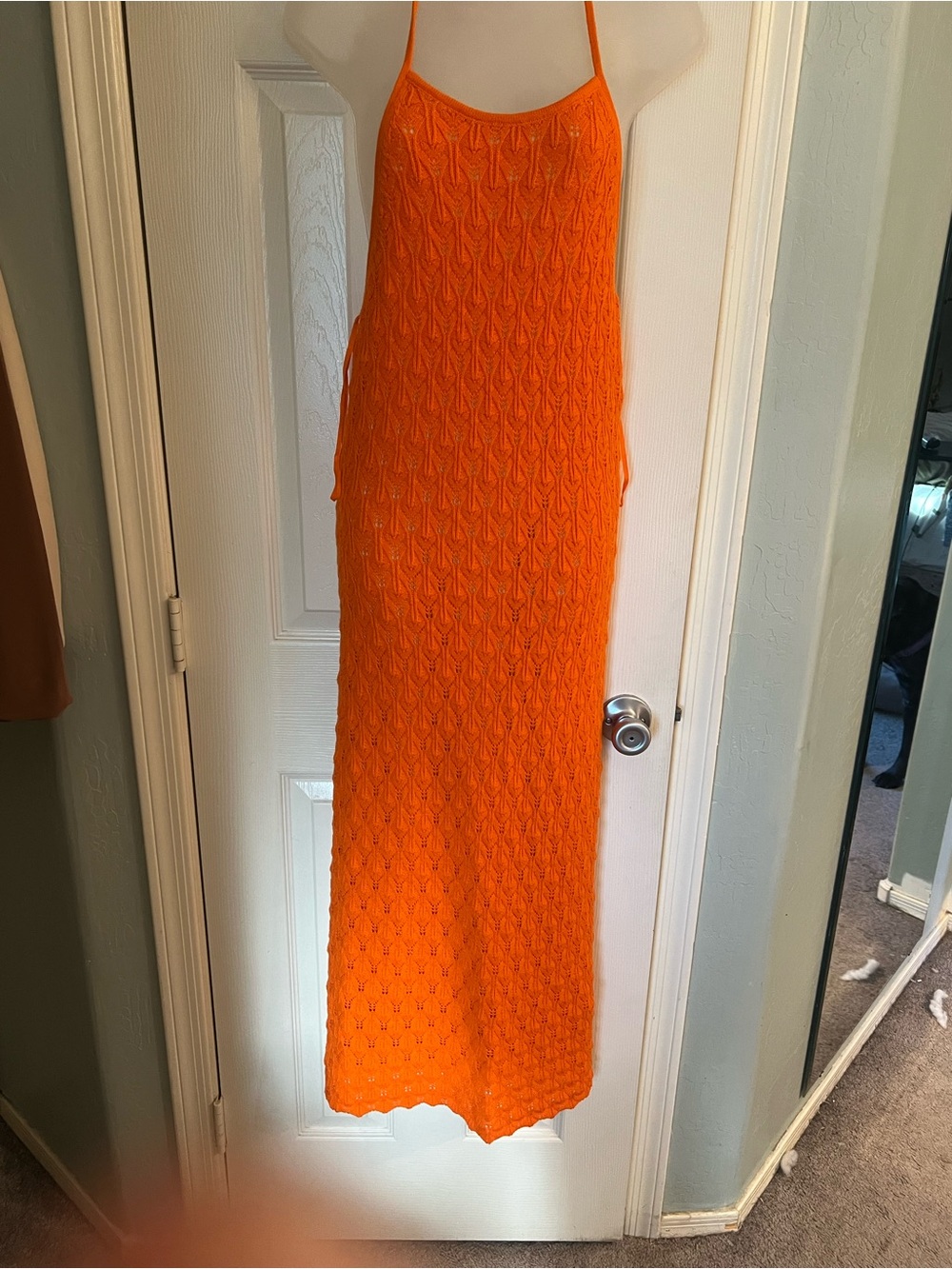 Alice & Olivia halter neckline crochet medium maxi dress